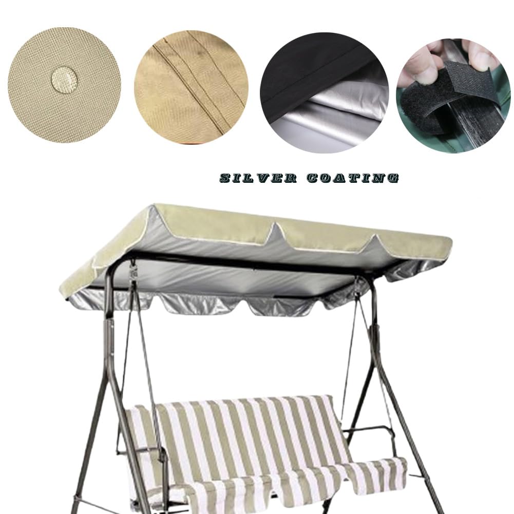 JEWELTH Swing Canopy Replacement Top, Outdoor Patio Replacement, 3 Seat Cover for Porch Garden (Beige/64 x 44 5.9), Three Sizes