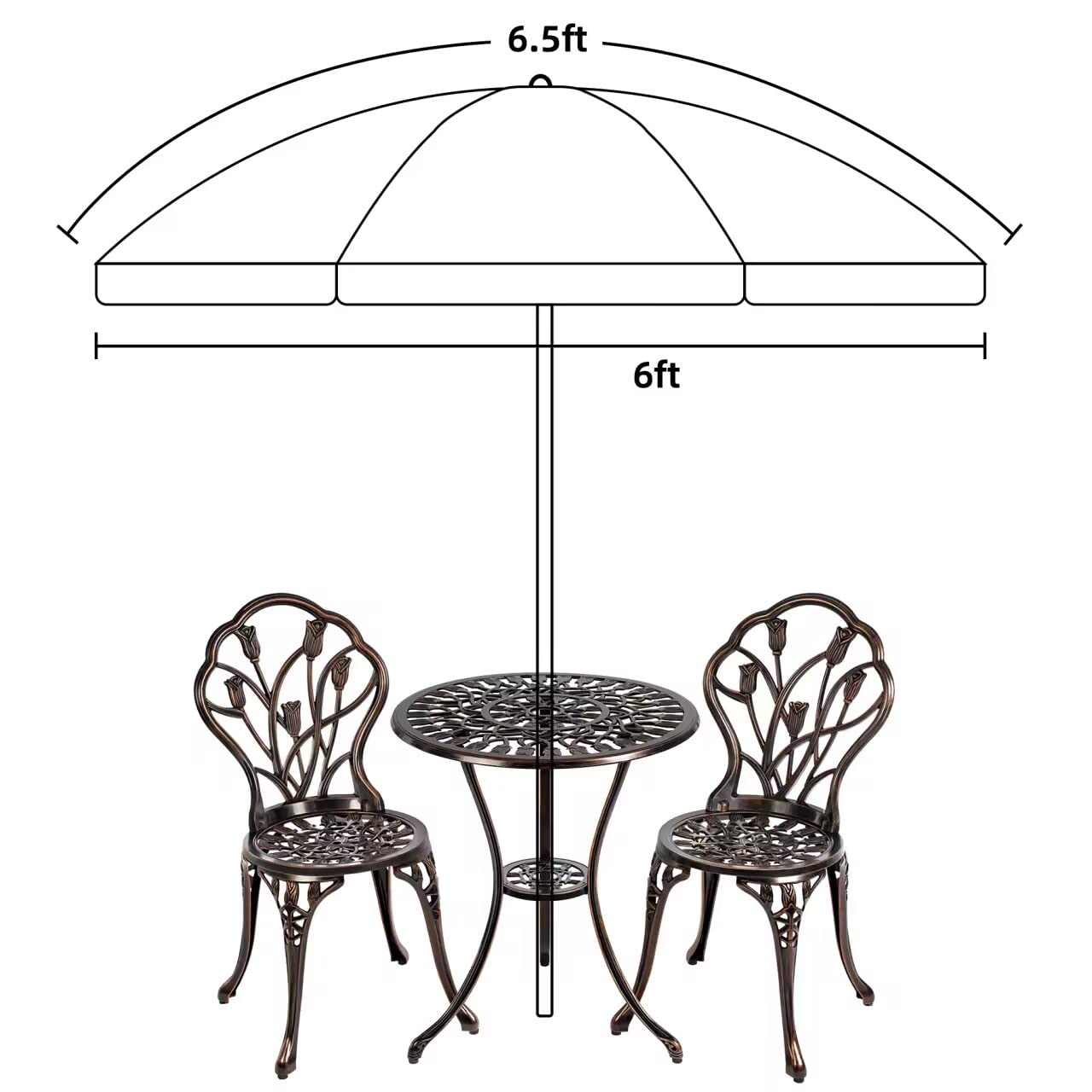 AMMSUN Patio Umbrella, 6.5 ft Outdoor Table Umbrella with Tilt Steel Pole, UPF50+ Protection, Great for Outdoor Garden Backyard, Maroon