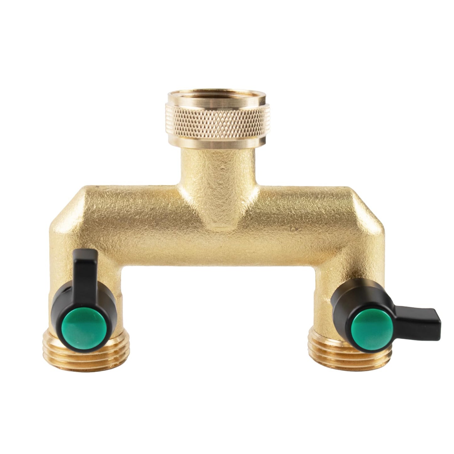 Hose Splitter, 2 Way Heavy Duty Brass Garden Hose Splitter, Outdoor Faucet Splitter, for 3/4" Hose Connector, Hose Spigot Adapter with 2 Individual ON/Off Valves