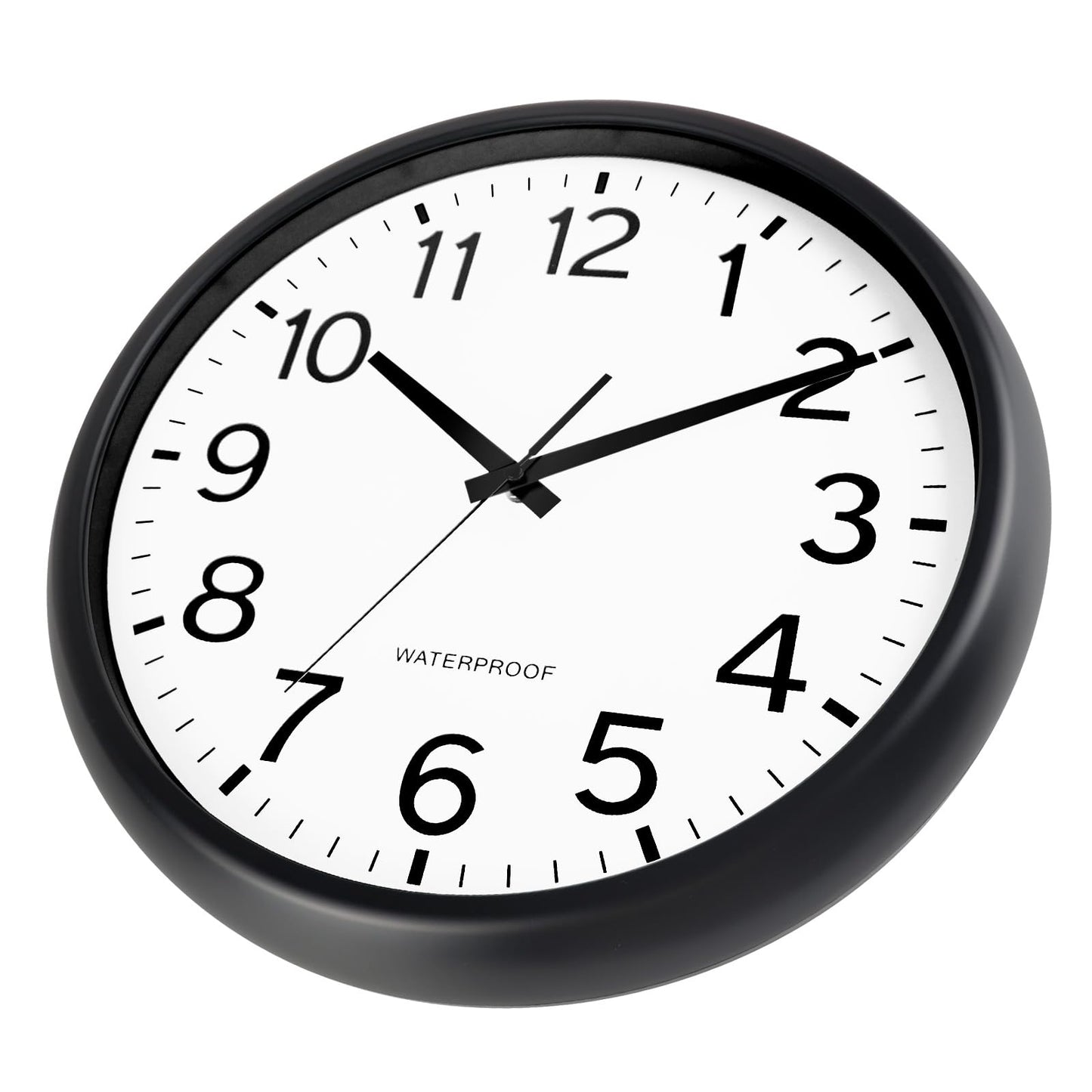Caysie 16 Inch Sealed Large Outdoor Clock Waterproof, Silent Battery Operated Weatherproof Wall Clocks for Pool Patio Outside Home (Black)
