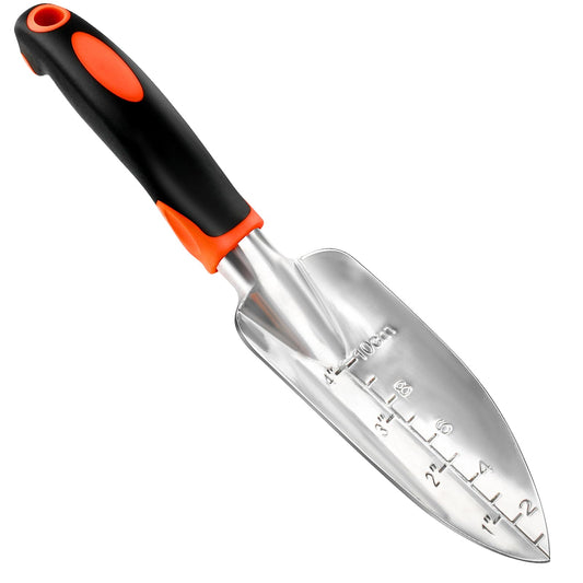 Garden Shovel Trowel Garden Tool with Measurement Mark, Heavy Duty Gardening Shovel Hand Tools Garden Spade with Ergonomic Handle, Small Garden Tools for Gardening Planting Digging Transplanting