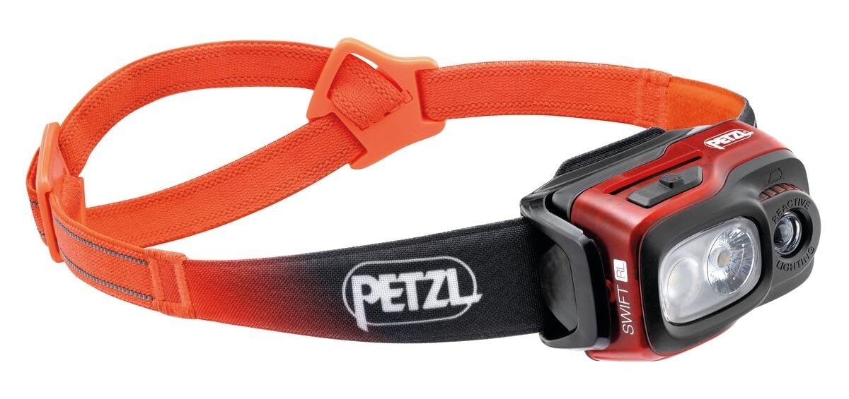 PETZL Swift RL Headlamp - Lightweight & Rechargeable 1100 Lumen Headlamp - Orange