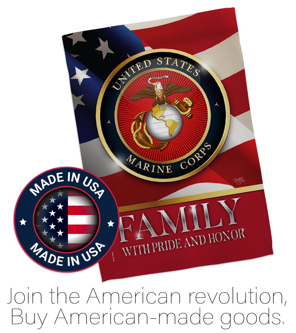 US Marine Family Honor Garden Flag - Armed Forces Corps USMC Semper Fi United State American Military Veteran Retire Official - House Banner Small Yard Gift Double-Sided Made in USA 13 X 18.5