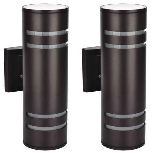 wowlite Dusk to Dawn Outdoor Lighting 2 Pack, Modern Outdoor Wall Lights Exterior ETL Listed, Oil Rubbed Bronze Cylinder Outdoor Sconce Lights, Waterproof Outside Lights for House Porch Garage