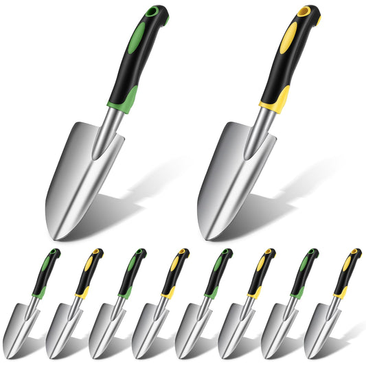 PercyEffie10 Pcs Garden Trowel Bulk, Heavy Duty Shovels Garden Tool, Small Shovel for Digging Metal Hand Trowel Spade with Soft TPR Handle for Flower Soil Planting Digging Transplanting