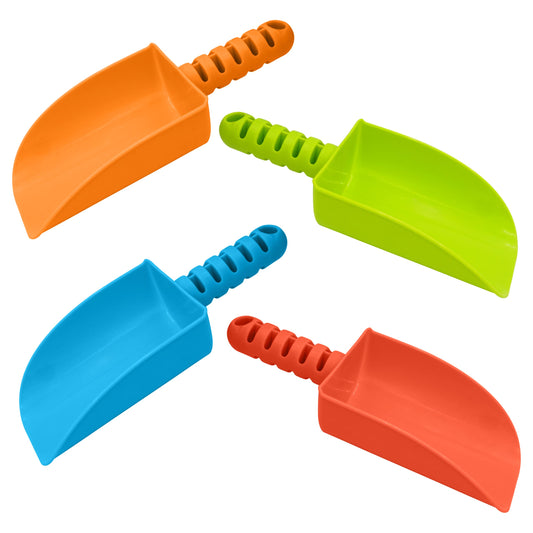 4E's Novelty 4 Pack Beach Shovels 8 Inch, Heavy Duty Plastic Sand Shovel for Kids, - Great for Planting Gardening Shovels for Toddlers, Outdoor Digging Sandbox Toys, Easter Basket Stuffers