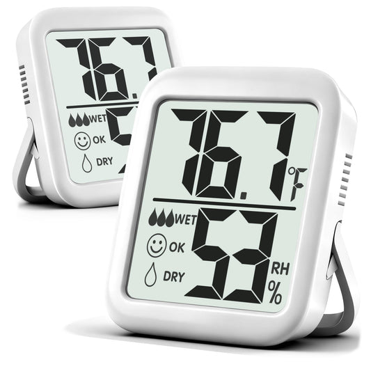 Antonki 2 Pack Room Thermometer for Home, Hygrometer Indoor Humidity Meter Gauge, Digital Temperature and Humidity Monitor Sensor for House, Terrarium, Incubator, Greenhouse - Battery Included