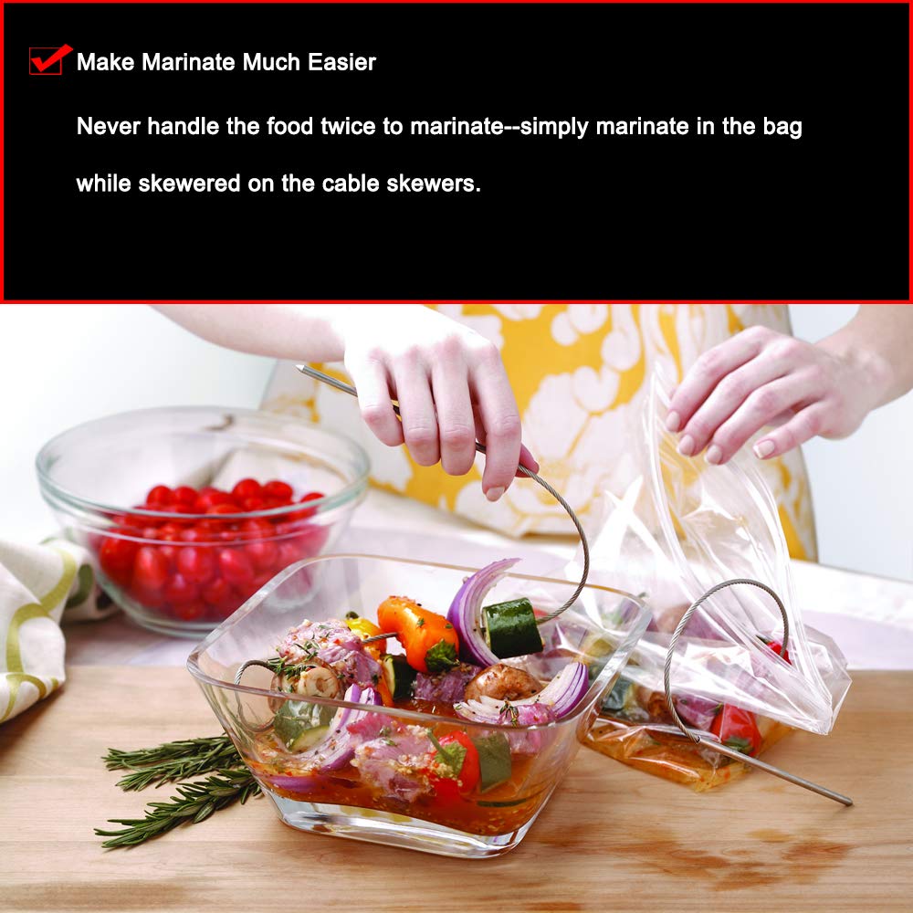 Wadoy BBQ Flexible Skewers for Grilling, 29 Inch (8 Pcs) Stainless Steel Cable Skewers