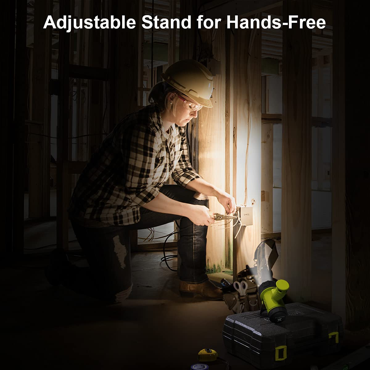 YIERBLUE Rechargeable Spotlight Flashlight with 2000,000 High Lumen LED, IP67 Waterproof Long Running Spot Light searchlight, Impact Resistant Handheld Spotlight with Foldable Stand and Red Lens