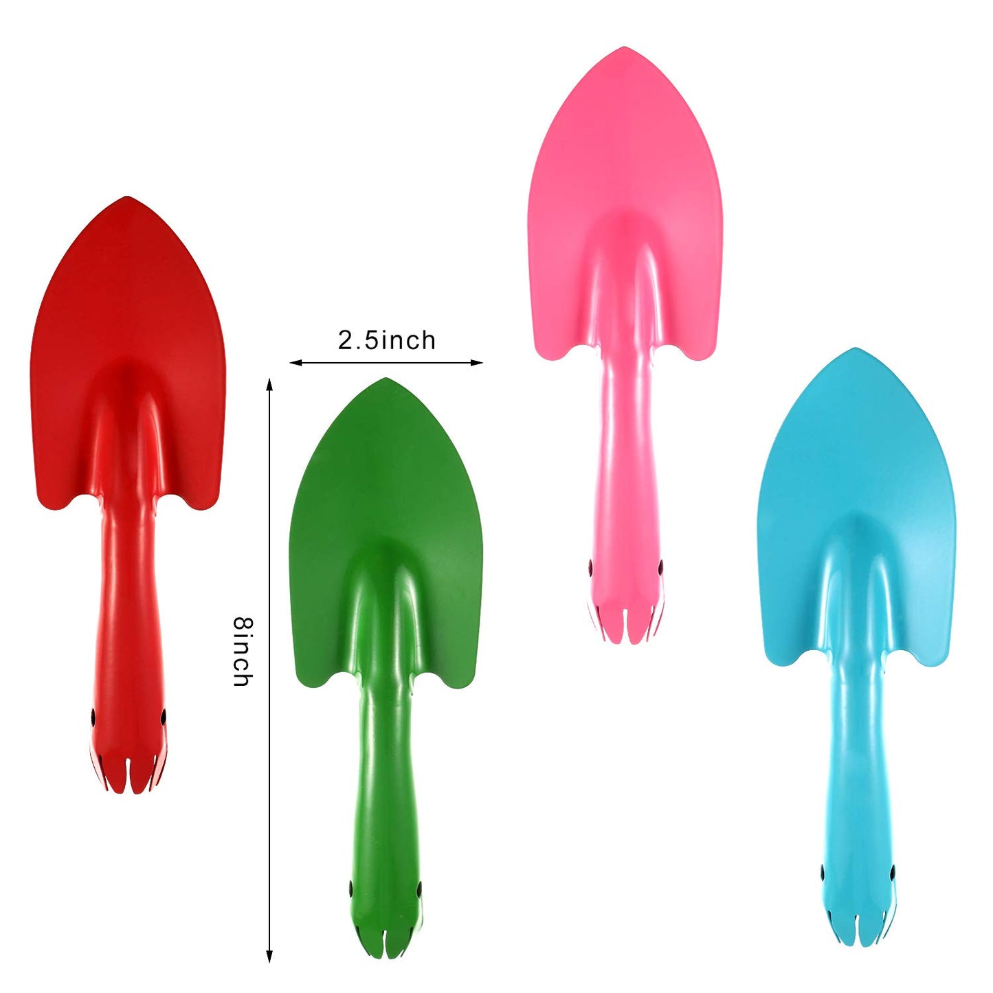 Honoson 4 Pieces 8 Inch Trowel Set Sand Shovels Metal Hand Shovel Colorful Spades Garden Tools for Beach Soil Planting Digging Gardening Transplanting