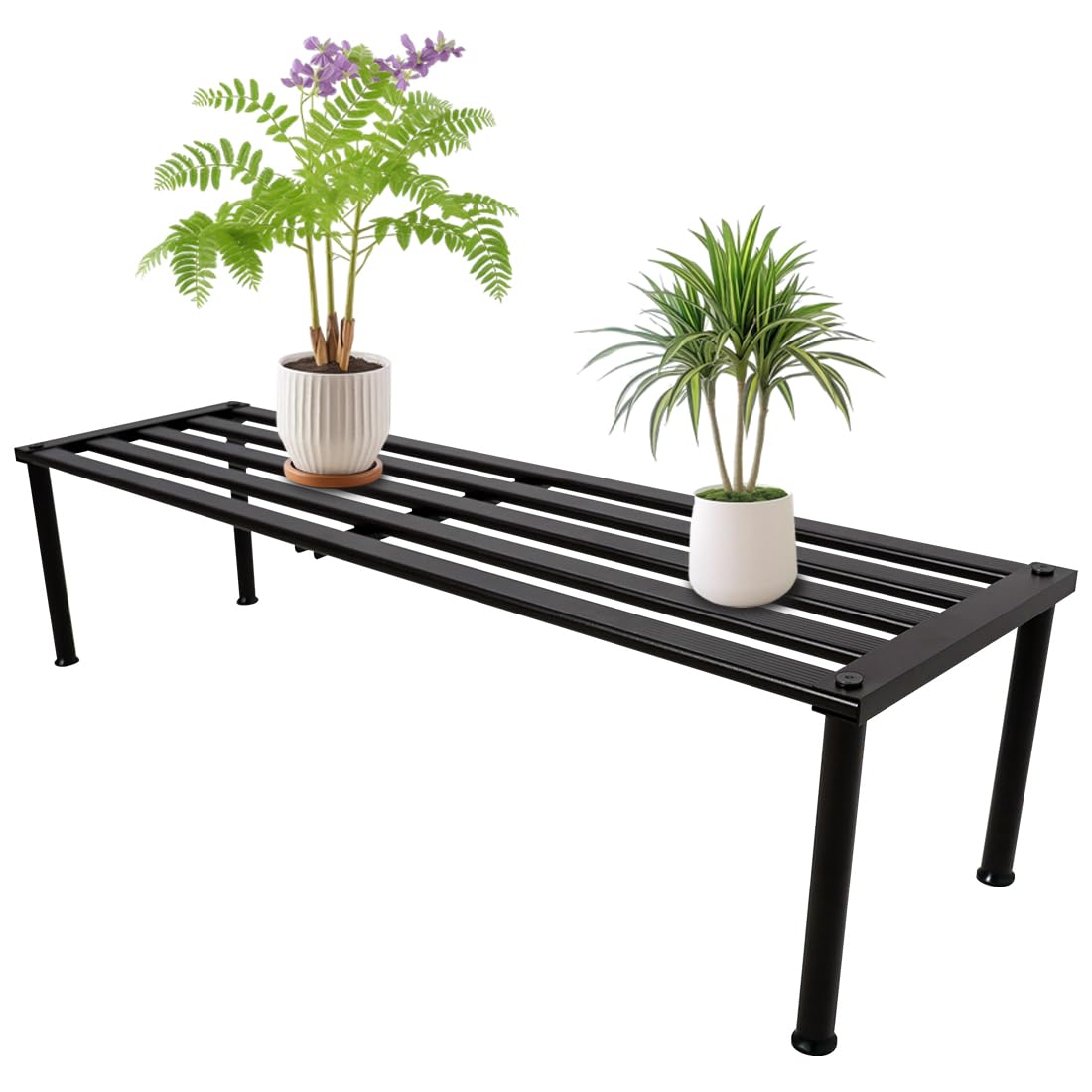 MultirackX Metal Plant Stand, Rust-proof Aluminum Display Rack, Plants Display Stands Decoration Racks for Living Room Garden Balcony Patio (Ebony, 42.5Inch Tall Leg)