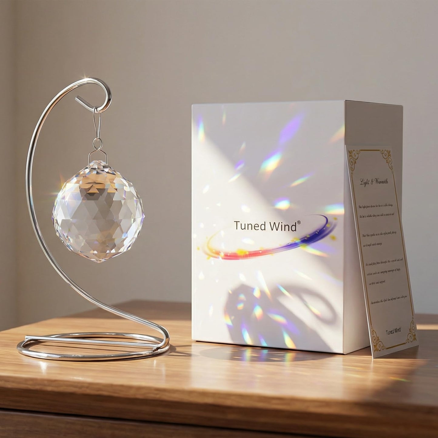 A Unique Sympathy Gift to Comfort & Heal: Tabletop or Hanging Rainbow Maker Memorial for Loss of Loved One, Mother, Father. A Thoughtful Miscarriage Gift with Stand & Chain for Window or Patio