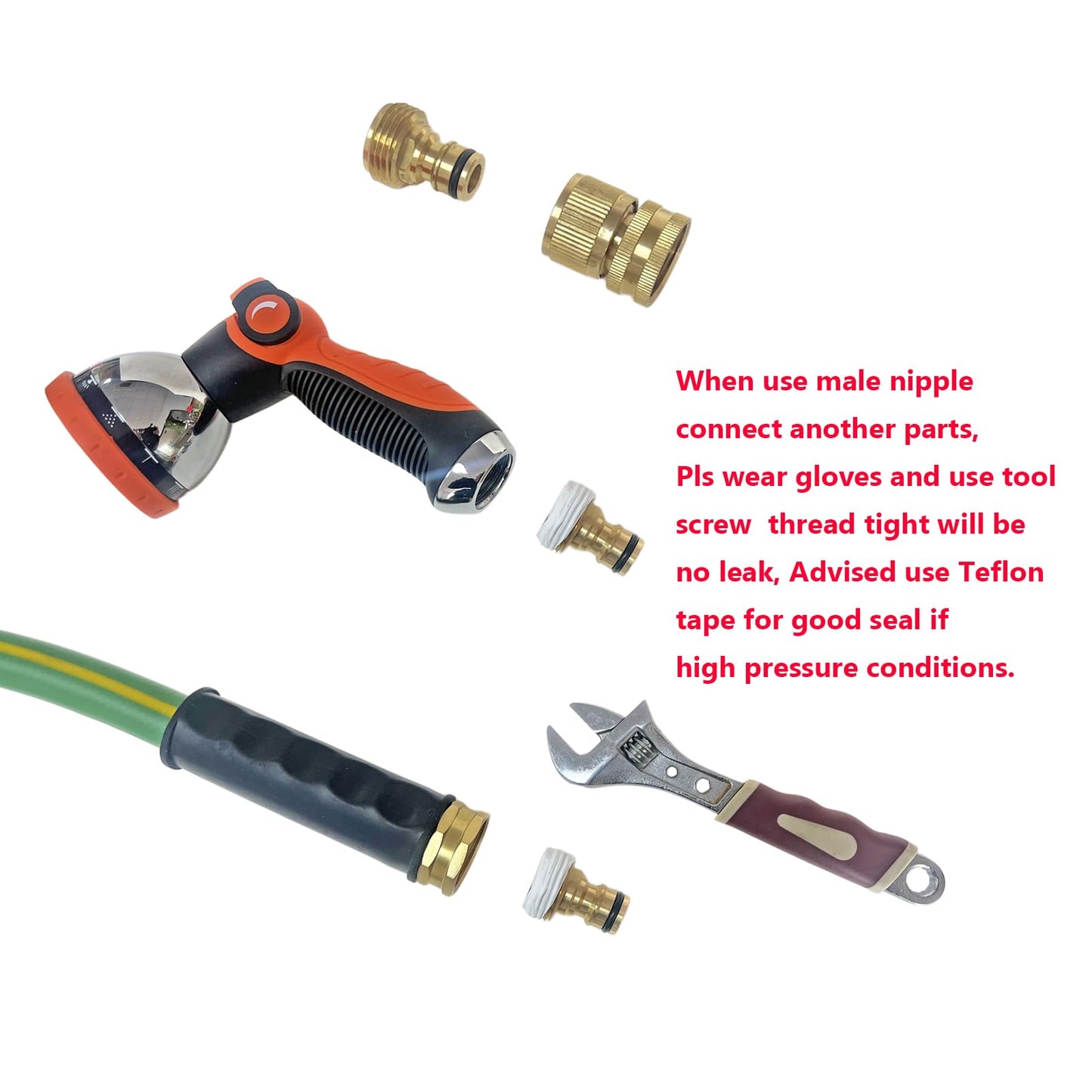 HQMPC Garden Hose Quick Connect Solid Brass Quick Connector Garden Hose Fitting Water Hose Connectors 3/4 inch GHT (3 SETS)