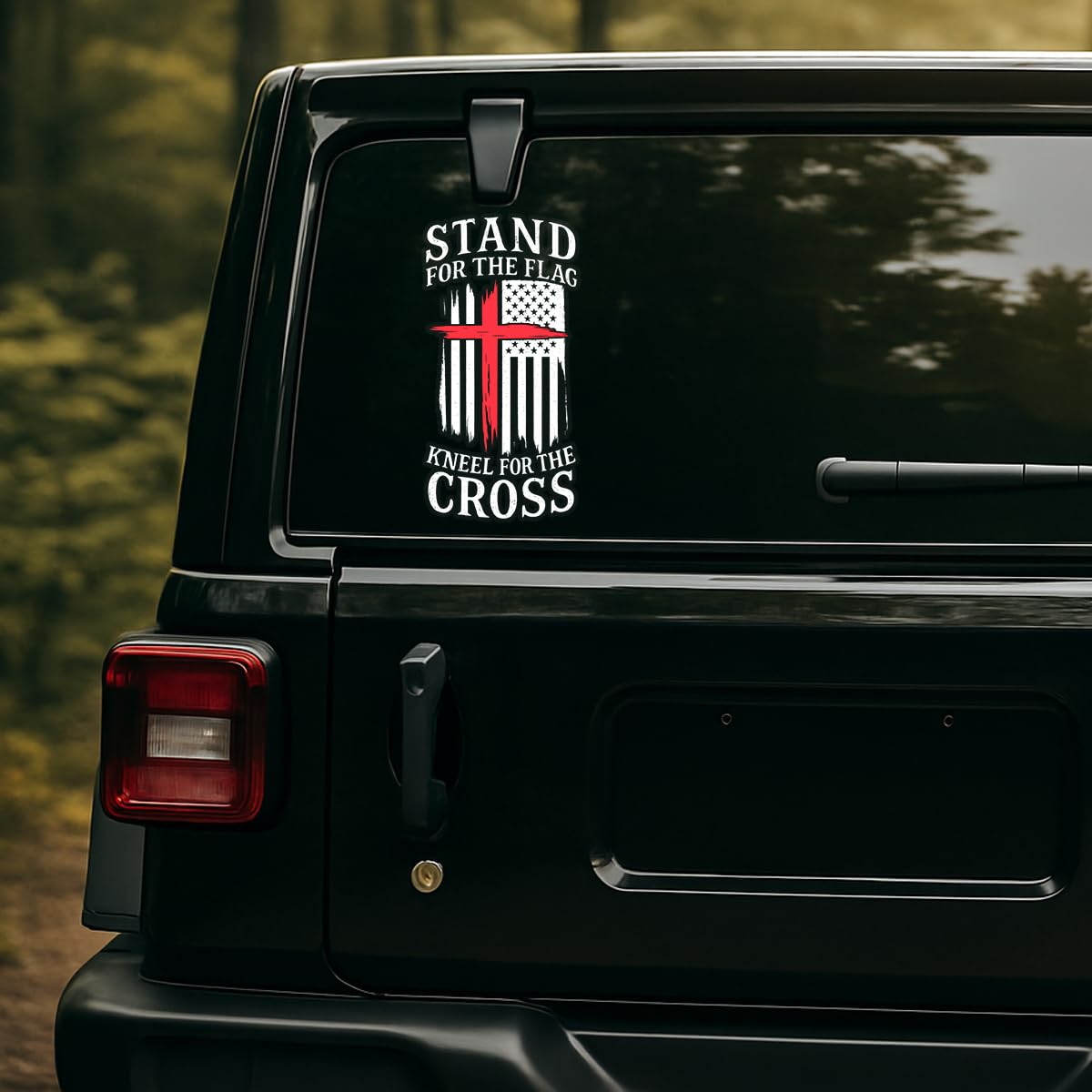 Premium Stand for The Flag Kneel for The Cross Vinyl Decal – Weatherproof Durable Sticker for Car, Truck, Laptop, Toolbox, Window, Tumbler – Patriotic Christian Design (12x9 inches)