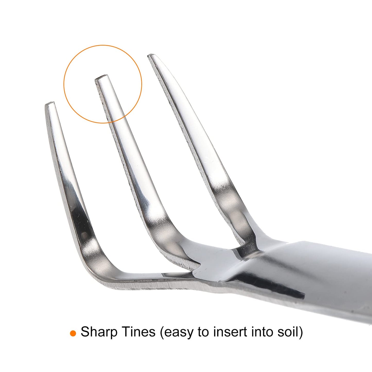 PATIKIL Root Rake, Stainless Steel 3 Prong Thickened Non-Slip Handle Loosening Soil Cultivator with Spatula for Backyard Bonsai Pot Planting, Silver