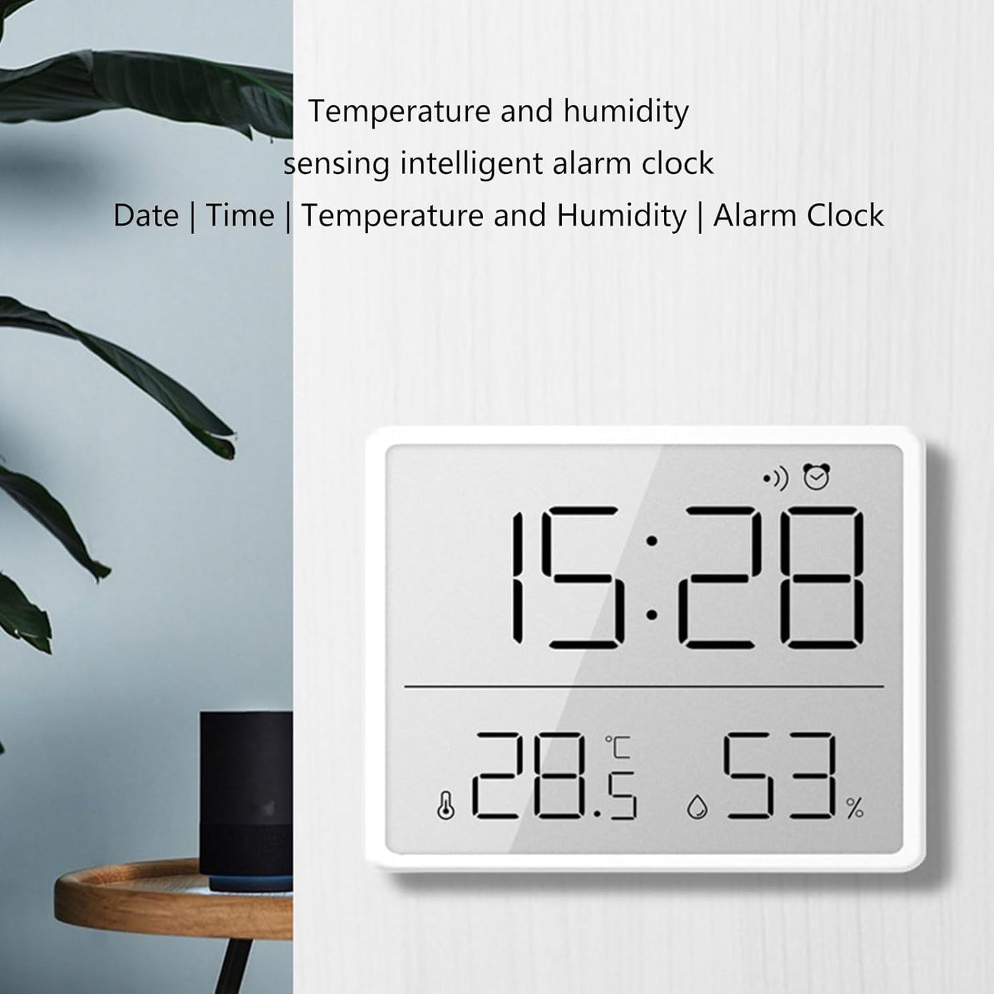 CHSYLFDC Digital Wall Clock Battery Operated, Large Display with Temperature, Date, Day of The Week, Silent Mount Digital, 4 Time Zones, and Table for Bedroom, Livingroom, Office