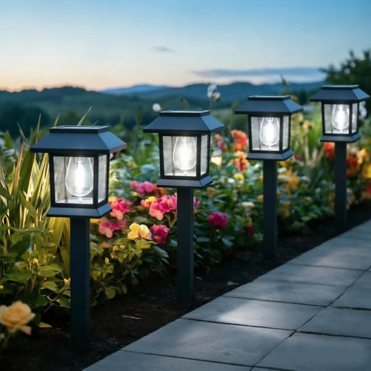 Greluna Solar Lights Outdoor, 6 Pack 6000K Waterproof Auto On/Off Solar Pathway Lights for Garden, Landscape, Path, Yard, Patio, Driveway, Walkway Decor