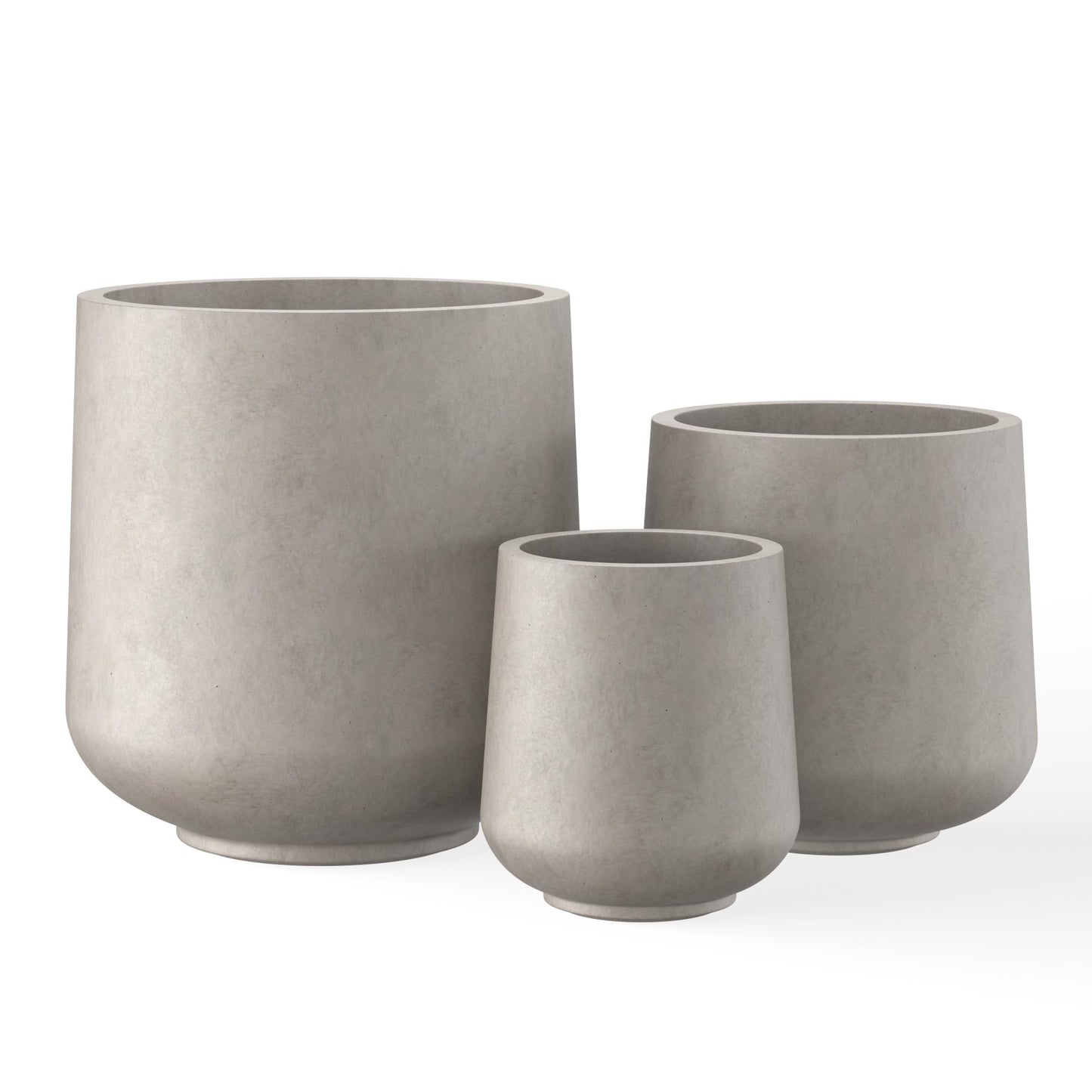 Kante 15.3"+11.6"+8.2" Dia Round Concrete Planter, Large Outdoor Indoor Planter Pots Containers with Drainage Holes and Rubber Plug for Home Garden Patio, Buff Concrete