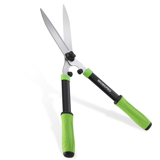 WORKPRO Hedge Shears, 23'' Manual Hedge Trimmers with Chrome Plated Steel Blade & Ergonomic Handle, Home Garden Pruner Hedge Clippers Perfect for Trimming Borders, Boxwood, and Tall Bushes