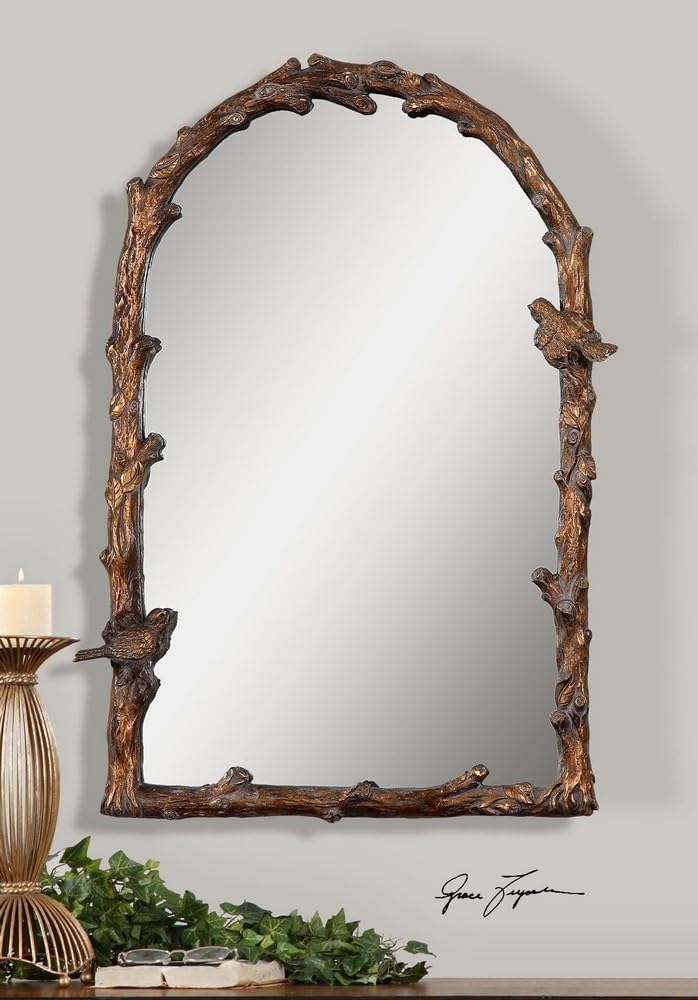 Uttermost Paza Gold 26" x 37" Songbirds Arch Wall Mirror