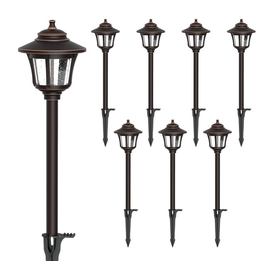 GOODSMANN Low Voltage Landscape Lighting Oil Rubbed Bronze 8PK Path Lights Low Voltage 3W LED 120 Lumen 3000K Warm White with Cable Connectors