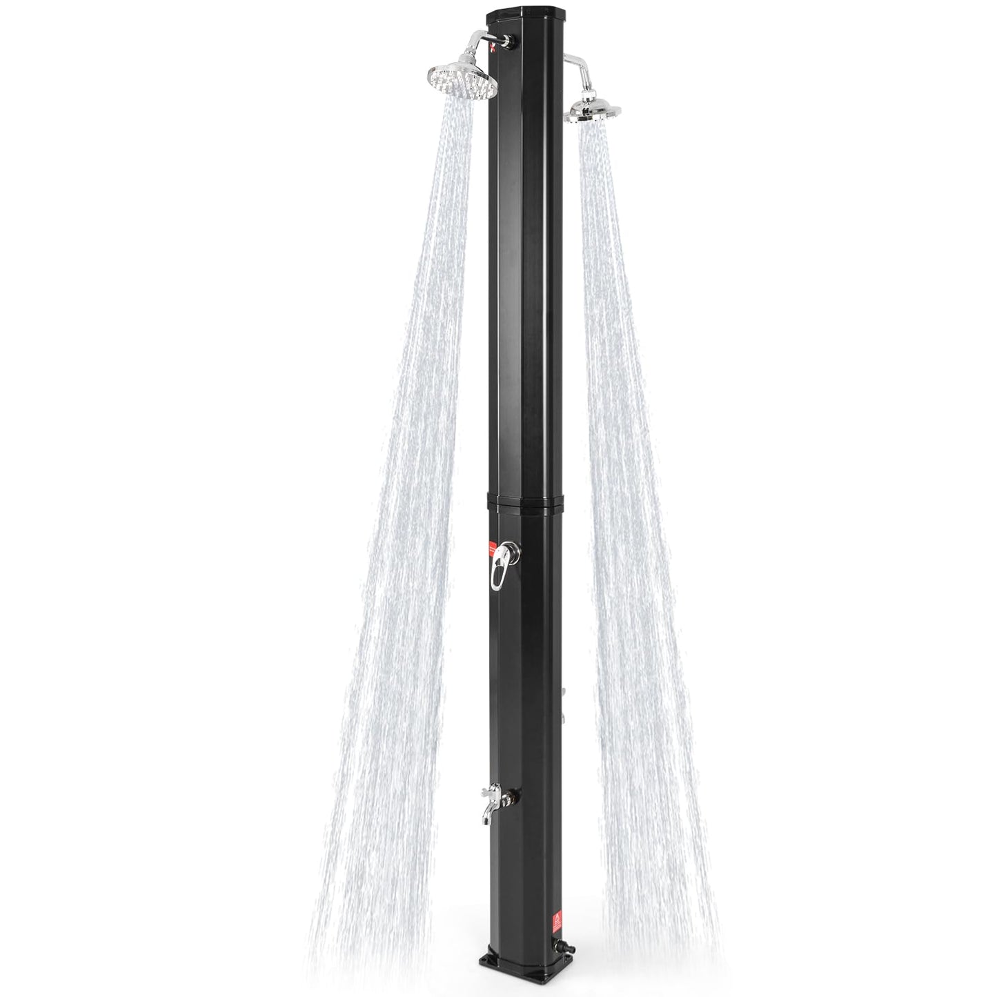 Goplus 9.3 Gallon Solar Heated Outdoor Shower, 7.2 FT Freestanding Garden Shower with Dual Swivel Shower Heads & 2 Foot Showers, Adjustable Temperature,for Poolside Backyard Beach