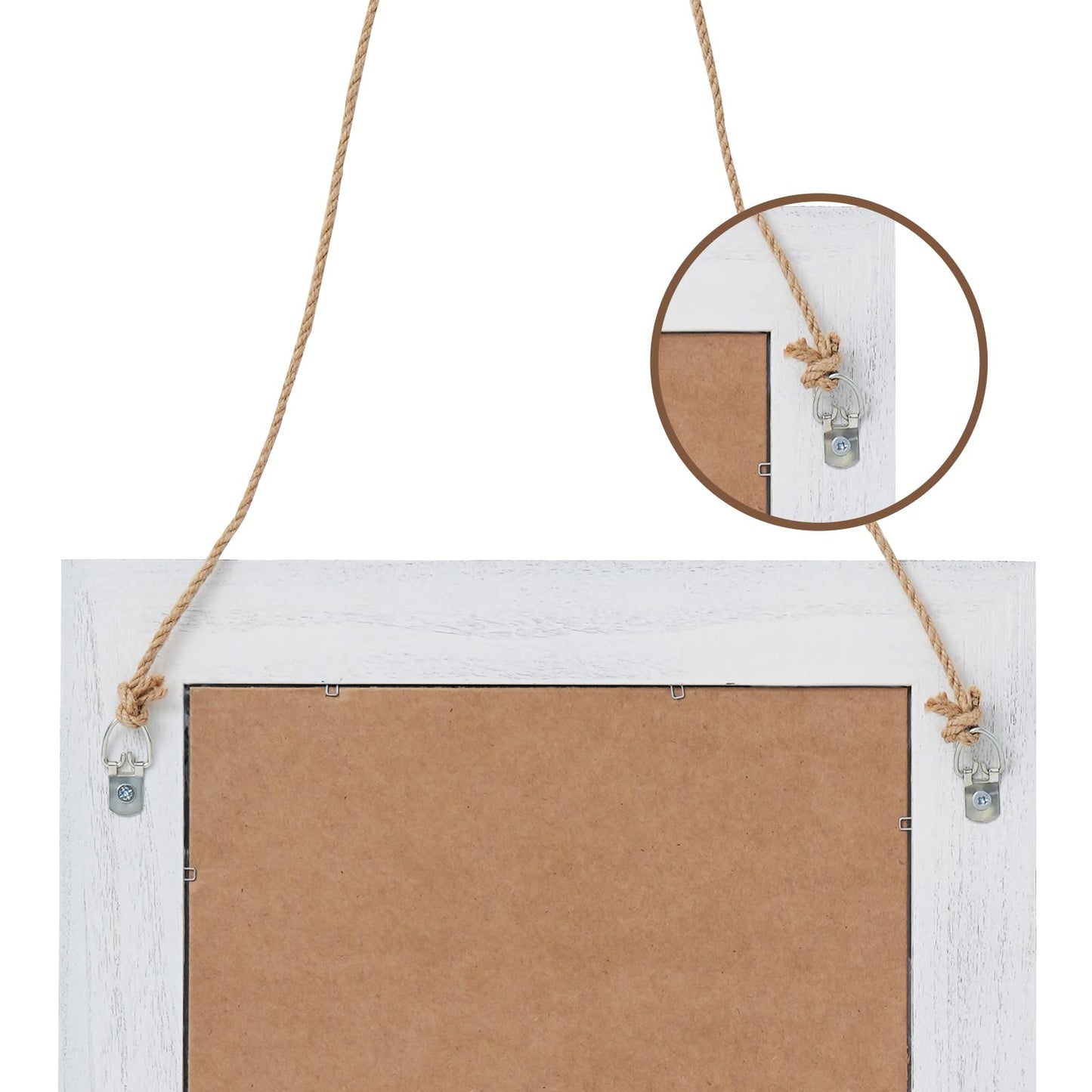 QDSSDECO 16"×20" Wall Mirror with Shelf Farmhouse Decor Rectangular Mirror Hanging for Bathroom, Vanity, Bedroom, Entryway, Living Room,White with Hemp Rope