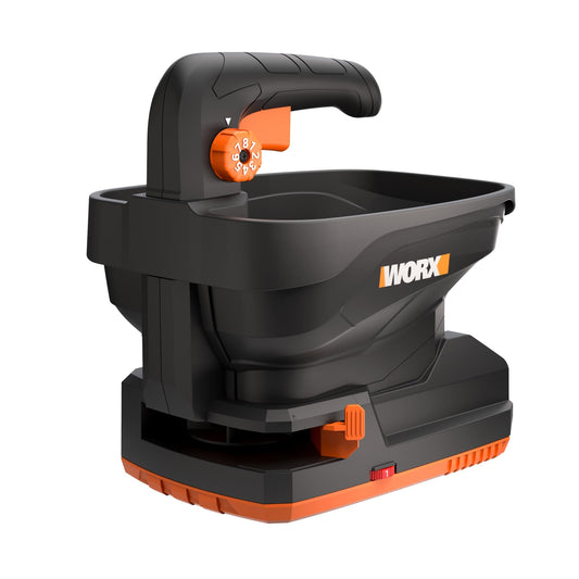 WORX 20V Cordless Seed Spreader 6-Speeds 5-Ft. Max Distance, Fertilizer Spreaders 8 Flow-Rate Settings, Broadcast Spreader Easier Than Hand Spreaders for Lawns WG869.9 – Tool Only