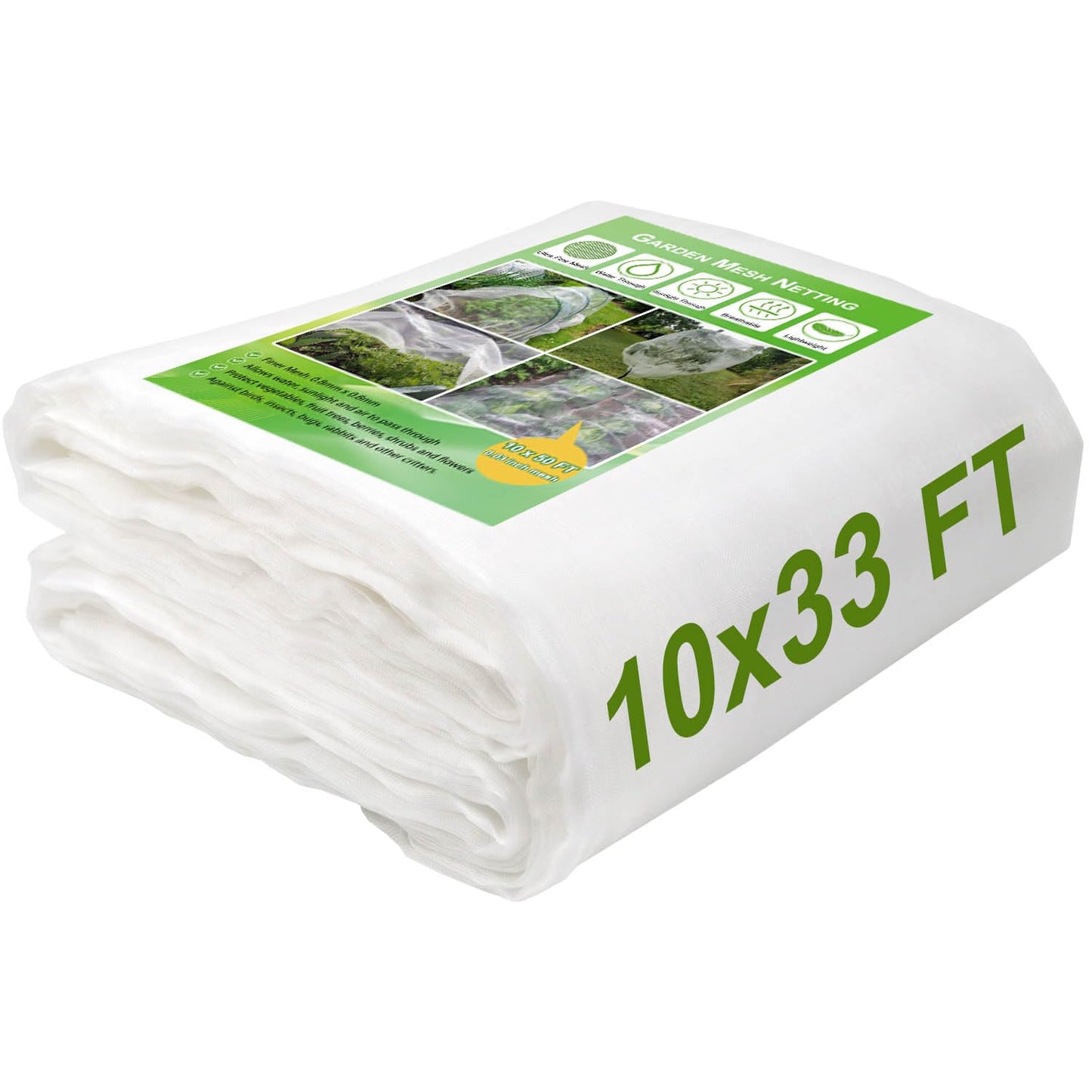 KLEWEE Thicker Garden Netting for Raised Beds, 10 x 33 FT Ultra Fine Garden Mesh Netting Barrier Screen Protection Netting for Vegetable Plants Fruits Flowers Crops Row Covers