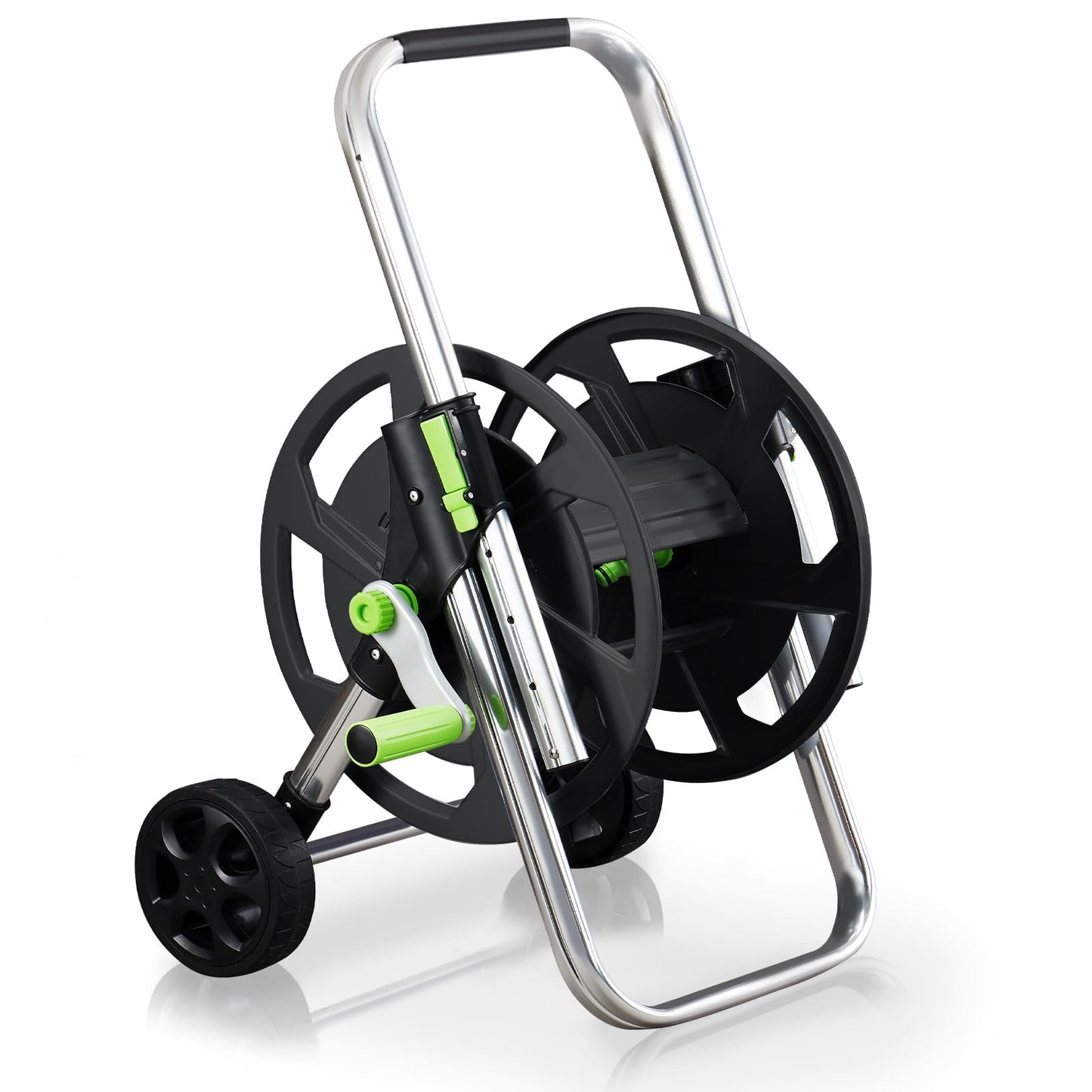 Random Colors Garden Hose Reel Cart, Holds 75-150 Feet of 5/8-Inch Hose, Portable Hose Reel Cart With Wheels,Adjustable Handrail, Quick Hose Connector