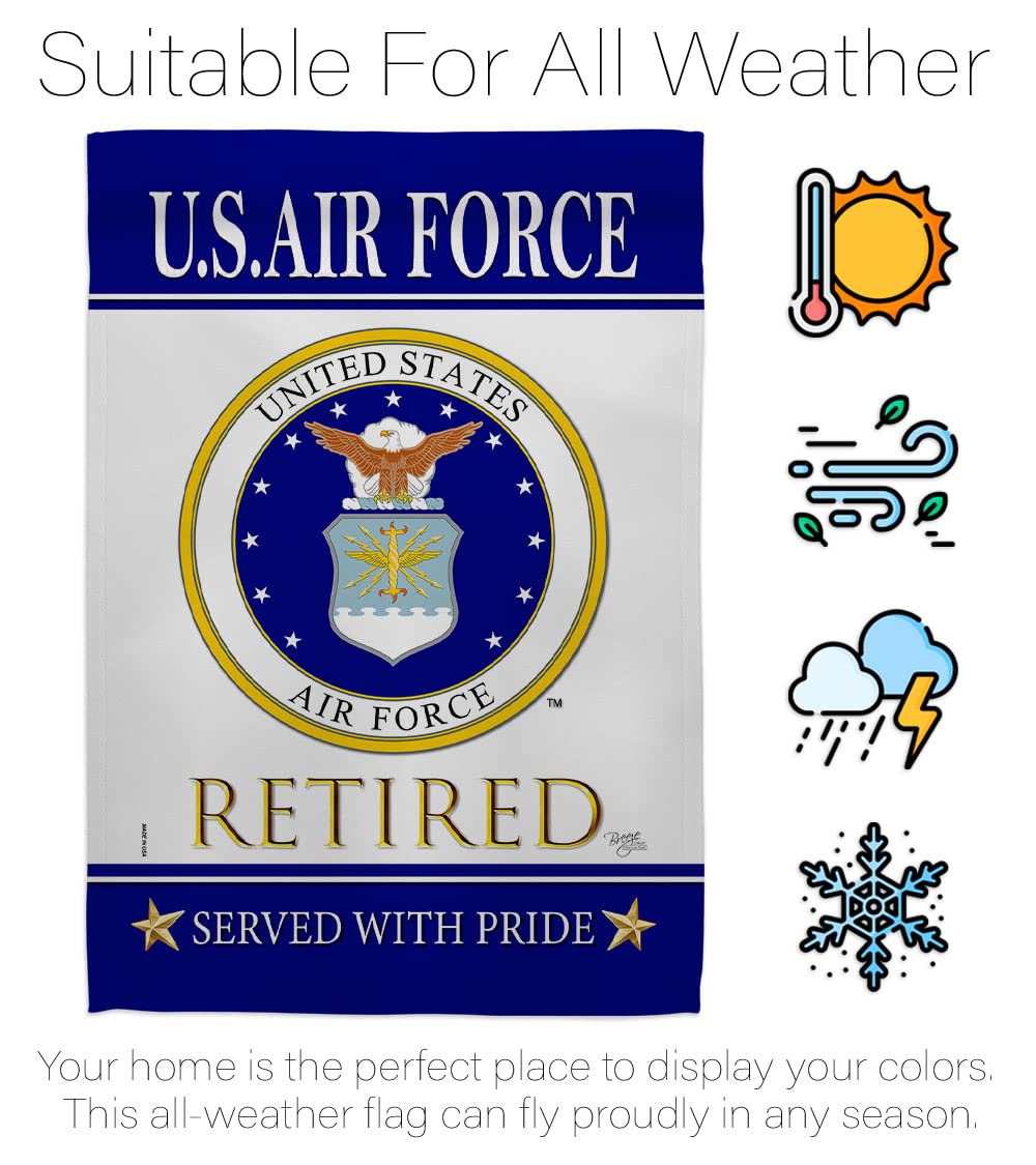 US Air Force Retired Garden Flag - Armed Forces USAF United State American Military Veteran Retire Official - House Decoration Banner Small Yard Gift Double-Sided Made in USA 13 X 18.5