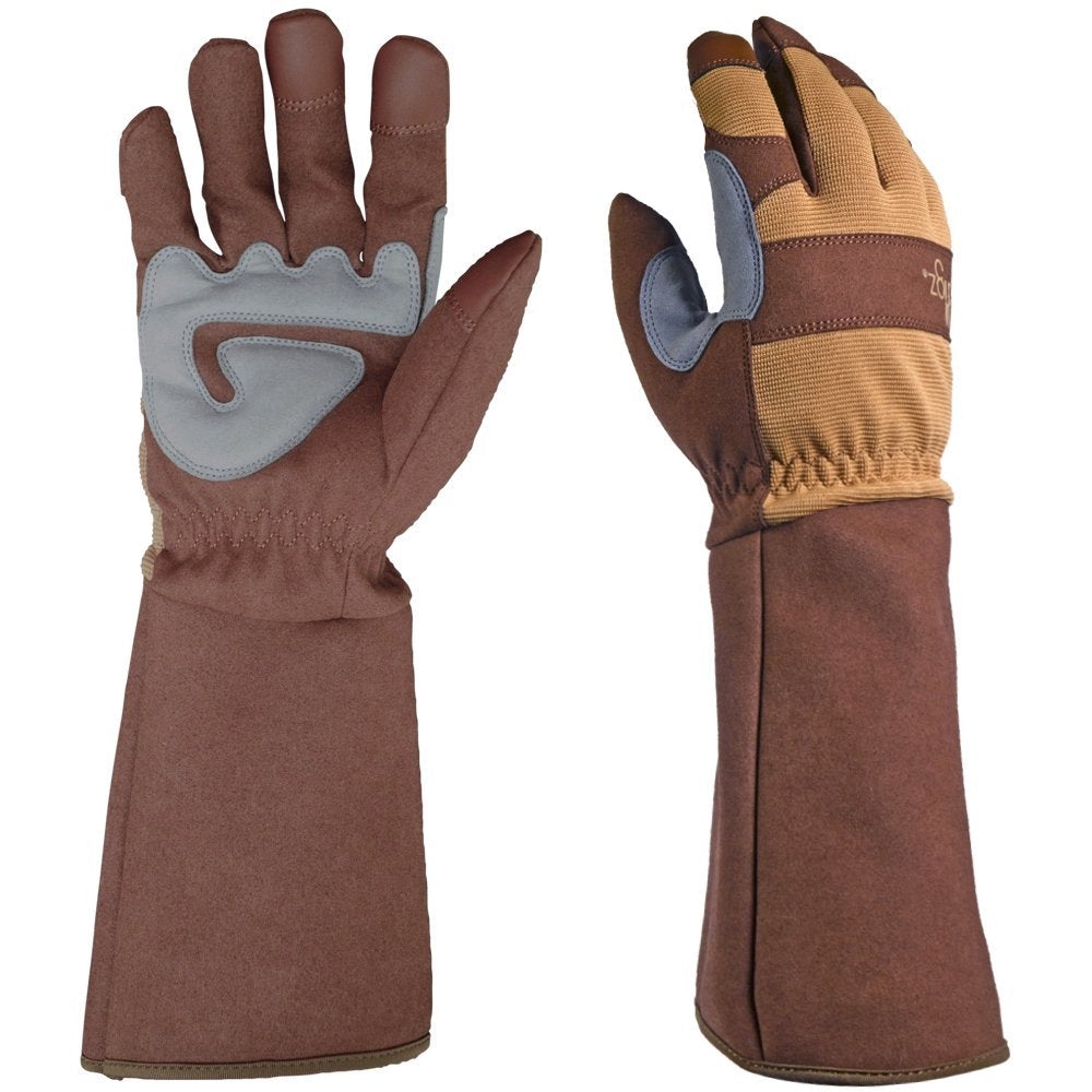DIGZ 77202 Rose Pruning Thorn-Proof Gardening Gloves with Forearm Protection for Men and Women, Puncture Resistant Work Gloves, Tan/Brown, Medium