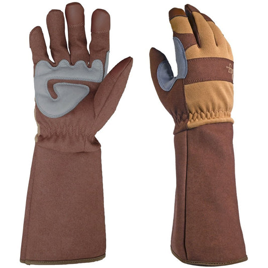 DIGZ 77202 Rose Pruning Thorn-Proof Gardening Gloves with Forearm Protection for Men and Women, Puncture Resistant Work Gloves, Tan/Brown, Medium