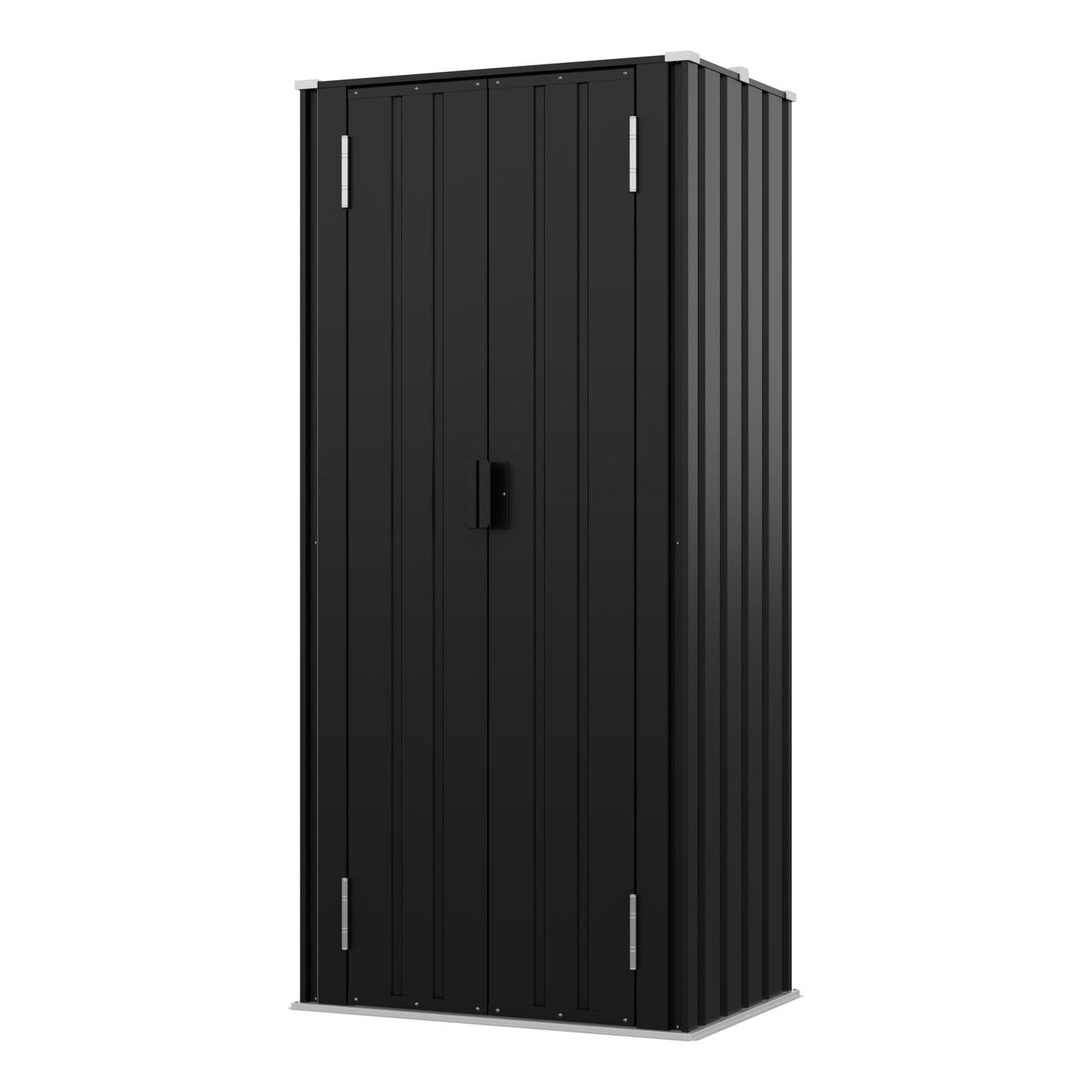 Devoko 28 Cuft Lockable Metal Storage Shed, Vertical Indoor Outdoor Tool Cabinet with 3 Adjustable Shelves for Patio Garden Backyard, Black
