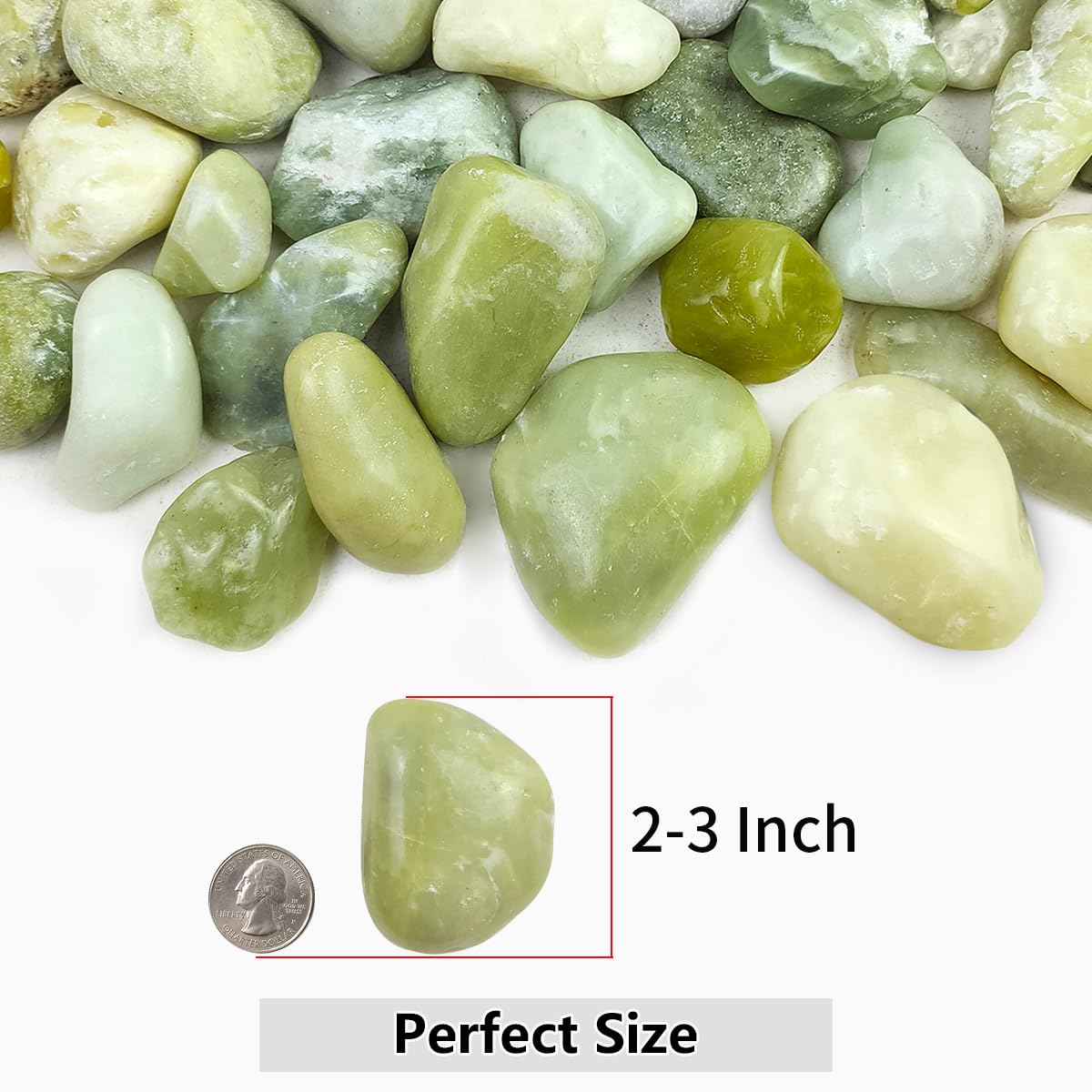 YISZM 5lbs Jade Pebbles for Indoor Plants, 2-3 Inch Natural River Rocks, High Polished Decorative Stones Vase Filler Fish Tank Aquariums Landscaping Garden Outdoor and Indoor DIY