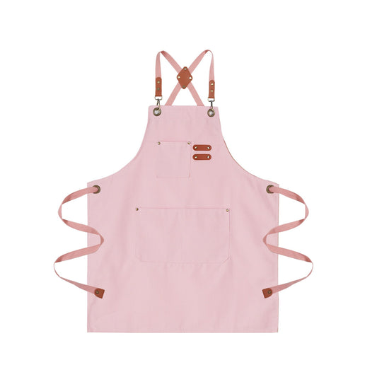 ARBINSON Chef Aprons for Men Canvas Apron with Large Pockets and Adjustable Neck Strap for Cooking, BBQ, Gardening (Pink)