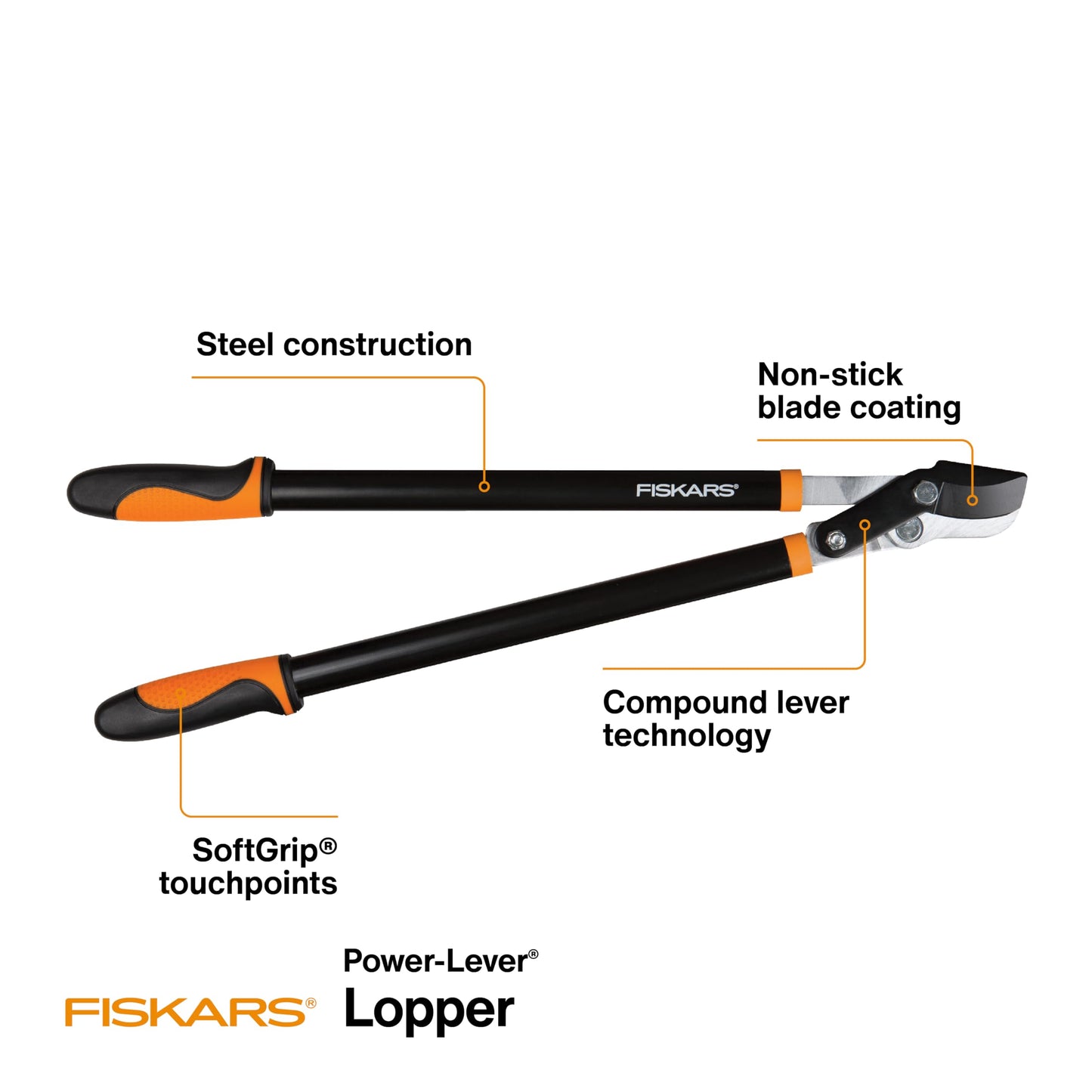 Fiskars 28-Inch Power-Lever Garden Bypass Lopper and Tree Trimmer, Sharp Precision-Ground Steel Blade for Cutting Branches up to 1.75-Inch Diameter