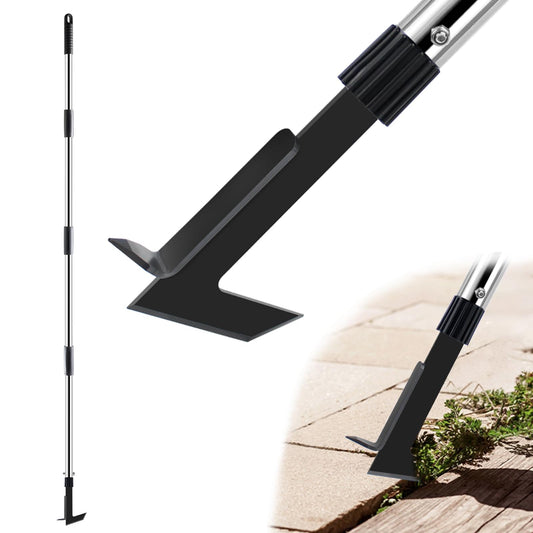 LAWFYMORI Crack Weeder Tool with Long Handle - 2 in 1 Weed Crack Remover Tool Gardening, 60" Manual Crevice Weeding Tools L-Shape Weed Puller for Sidewalk Driveway Paver Patio Yard Garden