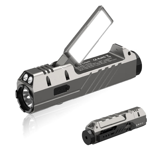 Wurkkos HD05 Flat EDC Flashlight, 3100 Lumens 4-in-1 LED Rechargeable Flashlight with UV, Red Light & Foldable Rotatable Side Light, USB-C High Lumens Flashlights, IPX6 for Camping,Outdoor,Work