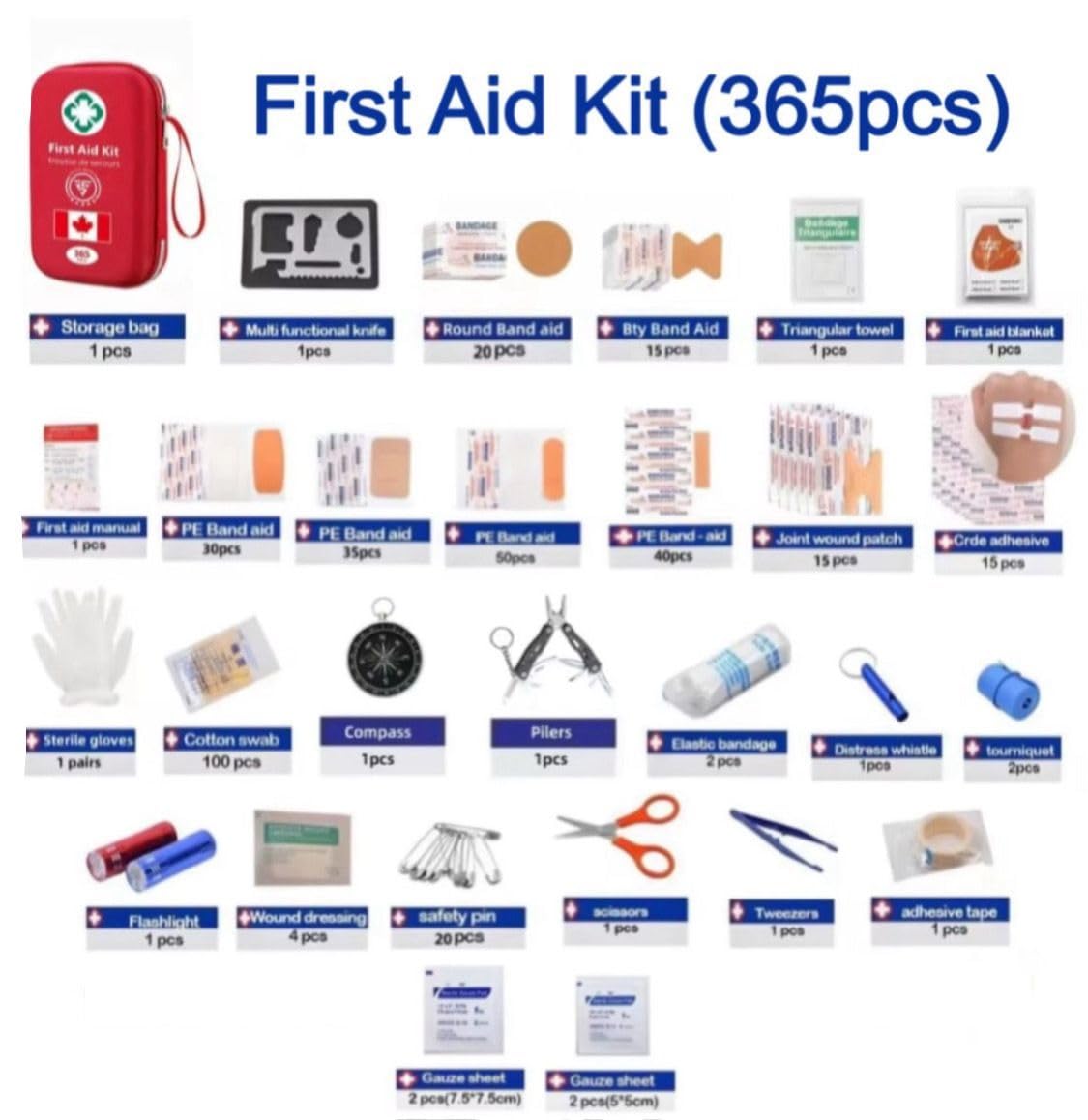 First Aid Kit & Survival kit, 400 Pieces with Essential Supplies for car, Camping, Home, Boat, Car, Sports, Emergency kit, 2 in 1 First aid By TRITFIT SPORTS