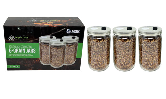 Myco Labs Premium Quick Colonizing 32oz 5-Grain Mushroom Spawn Jars (3-Pack)