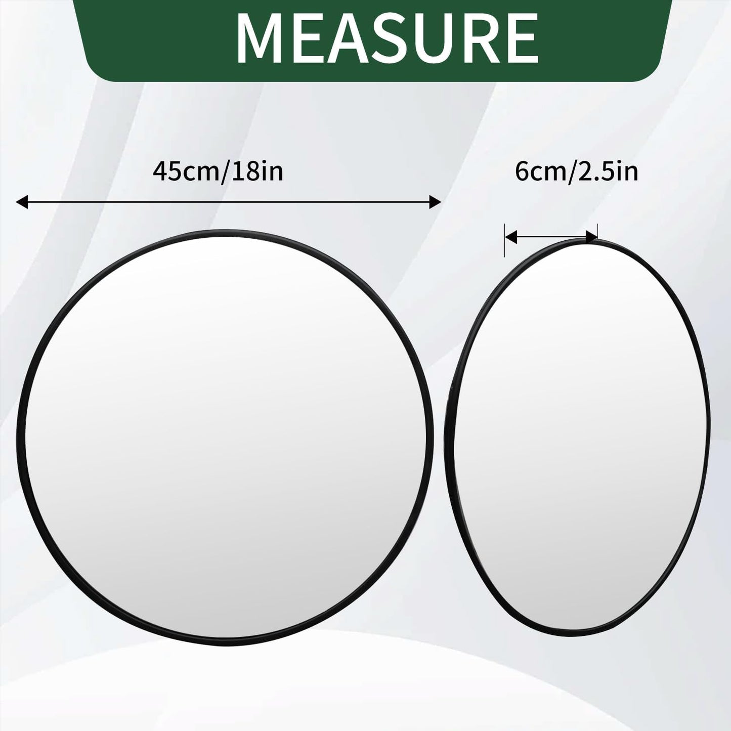 BESEA 18" inch Black Convex Mirrror Traffic Mirror, Wall Mounted Security Mirror, Safety Mirror for Garage Warehouse Mall Home Office Indoor with Clear View