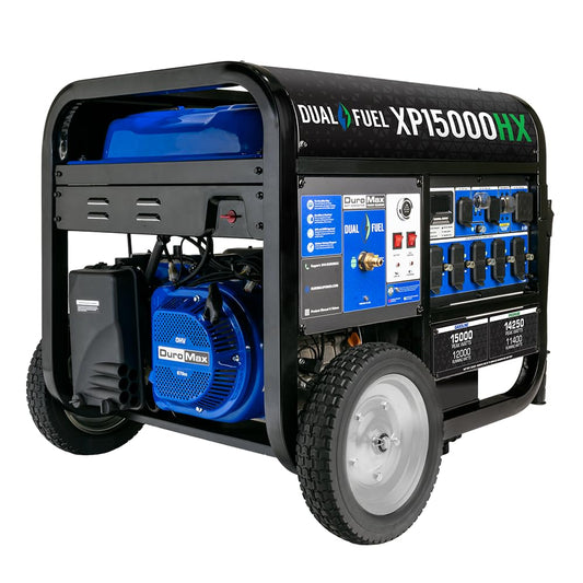 DuroMax XP15000HX 15,000-Watt Dual Fuel Portable Generator - Gas & Propane, Remote Electric Start, Whole Home Power Backup, Transfer Switch Ready, RV & Emergency Ready
