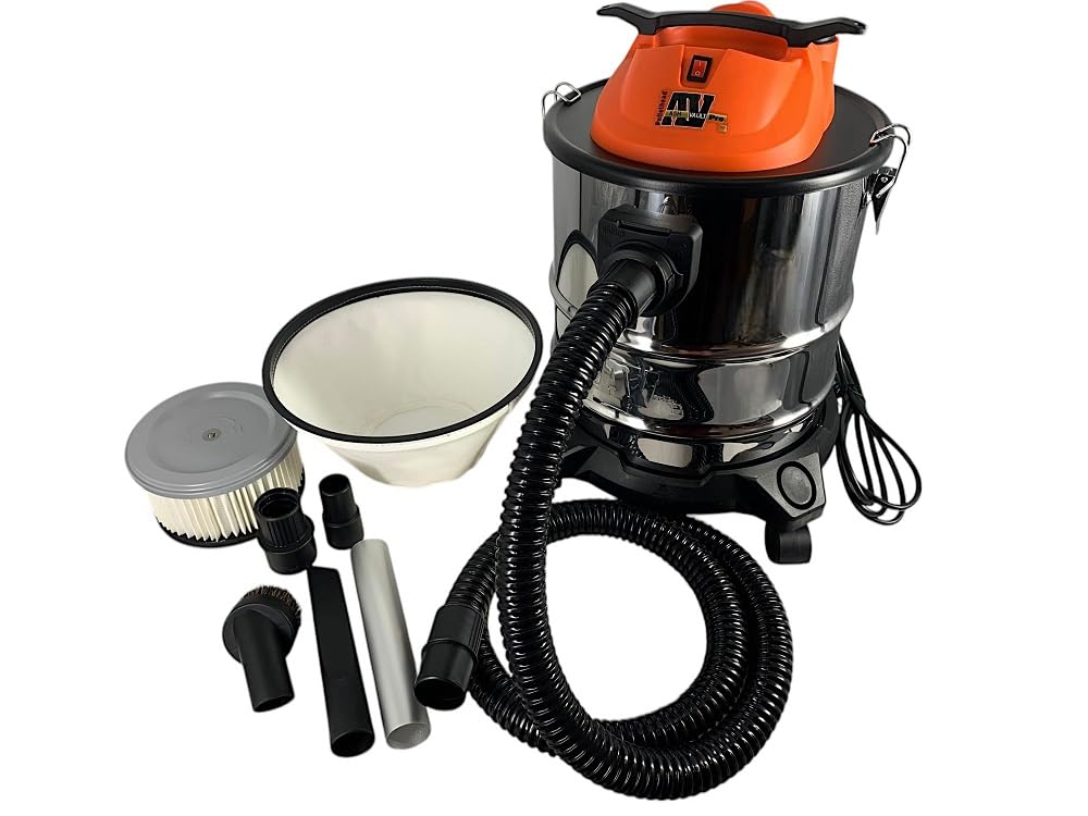 Pellethead Ash Vault Pro | 10-Amp Ash Vacuum for Fireplaces, Pellet Stoves & BBQs – 5-Gal Capacity, Dual HEPA, Heat-Resistant Hose, Steel Tank