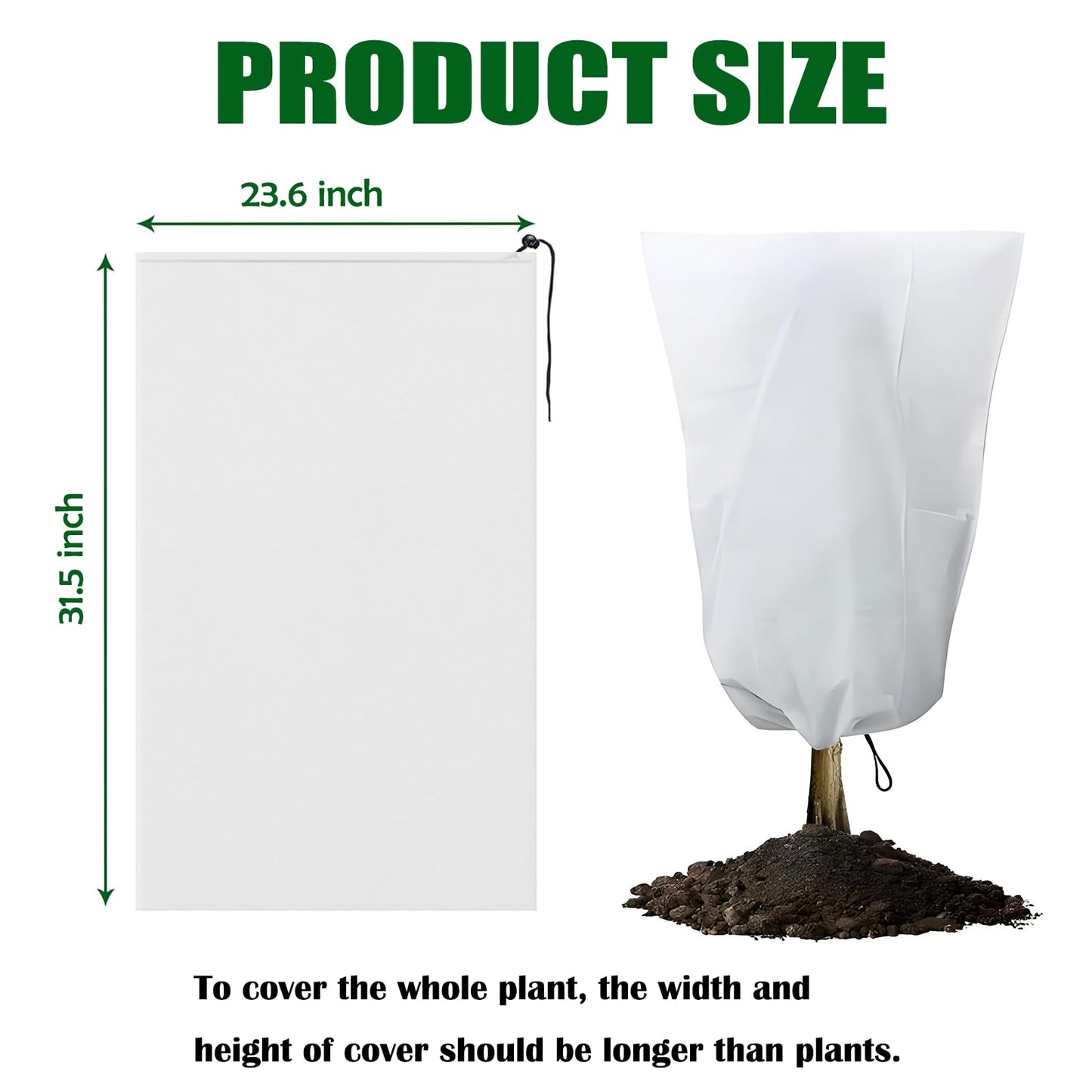NICOLEKAY 5-Pack Plant Covers Freeze Protection, Drawstring Tree Cover, Winter Freeze Plant Protection, Tree Jacket Frost Blanket for Outdoor Plants, 23.6" x 31.5"