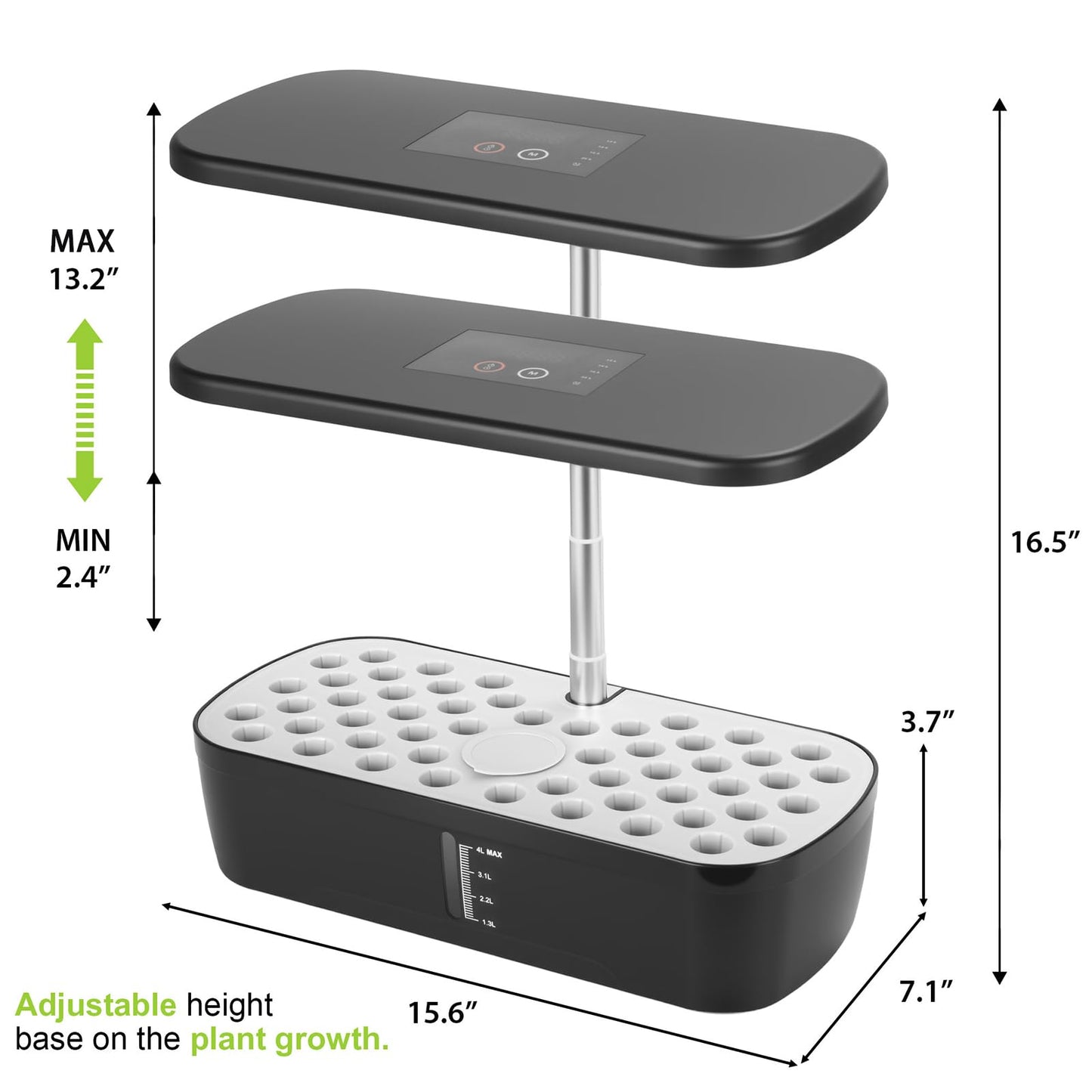 52 Pods Hydroponics Growing System Kit, Indoor Herb Garden with Smart LED Grow Light, Large Capacity Water Tank, Adjustable Height, Auto Timer & Quiet Pump for Home Kitchen Office Indoor Gardening