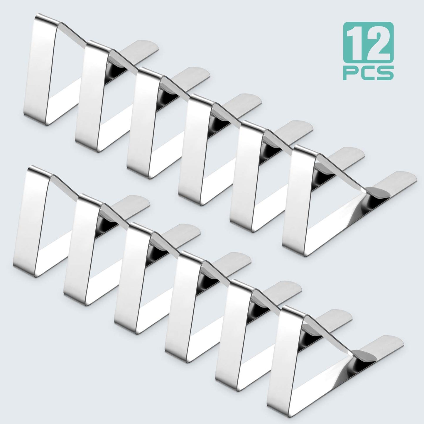 Ponure 12 Pack Tablecloth Clips - Heavy Duty Picnic Table Clips, Stainless Steel Table Cloth Cover Clamps, Table Cloth Holders Ideal for Restaurant Picnics Marquees Weddings Graduation Party