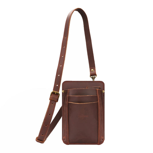 Tourbon Leather Florist Tool Waist Pouch Belt Garden Shoulder Crossbody Tools Bag Gardening Pruning Shears Holder Organizer Kit 4 Pockets (Brown)