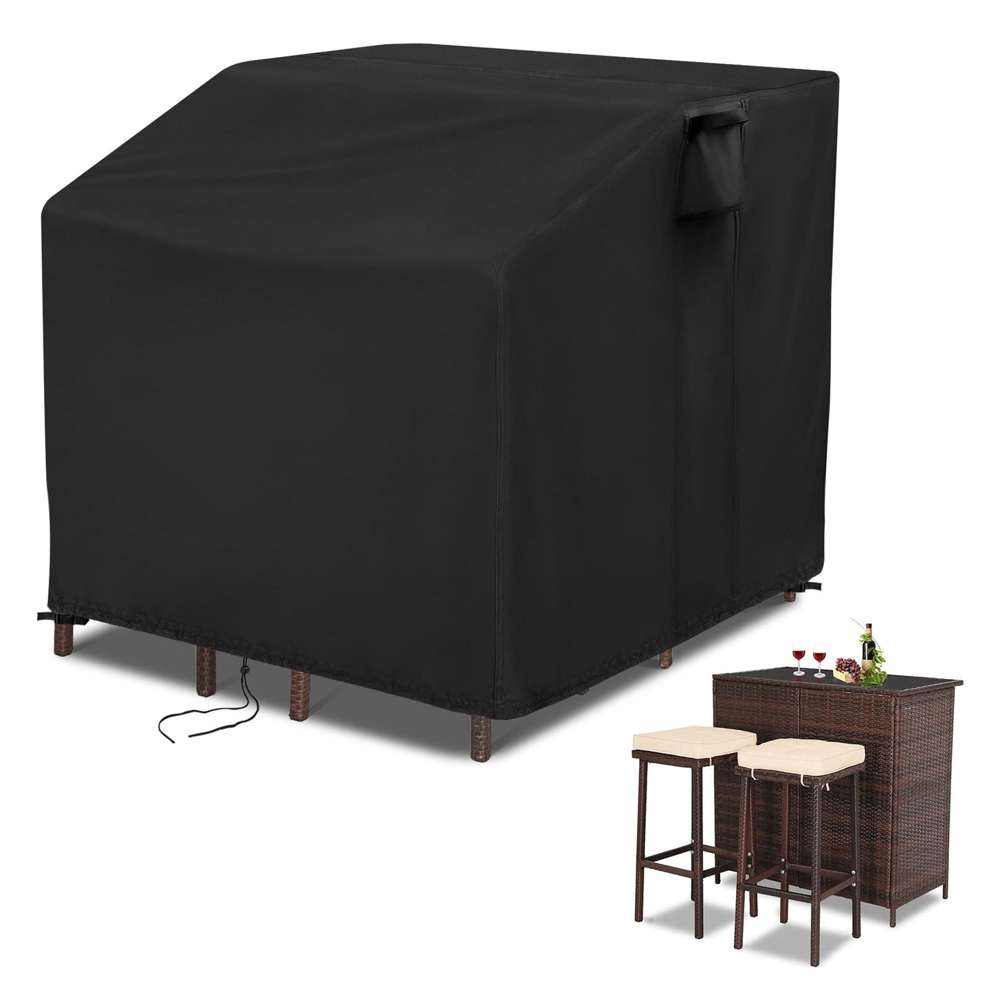 Guisong 41 Inch Waterproof Outdoor Bar Set Cover 41"x38"x40", Heavy Duty Wicker 5 Piece Patio Furniture Set Cover ,Balcony Bar Set with Stools Covers