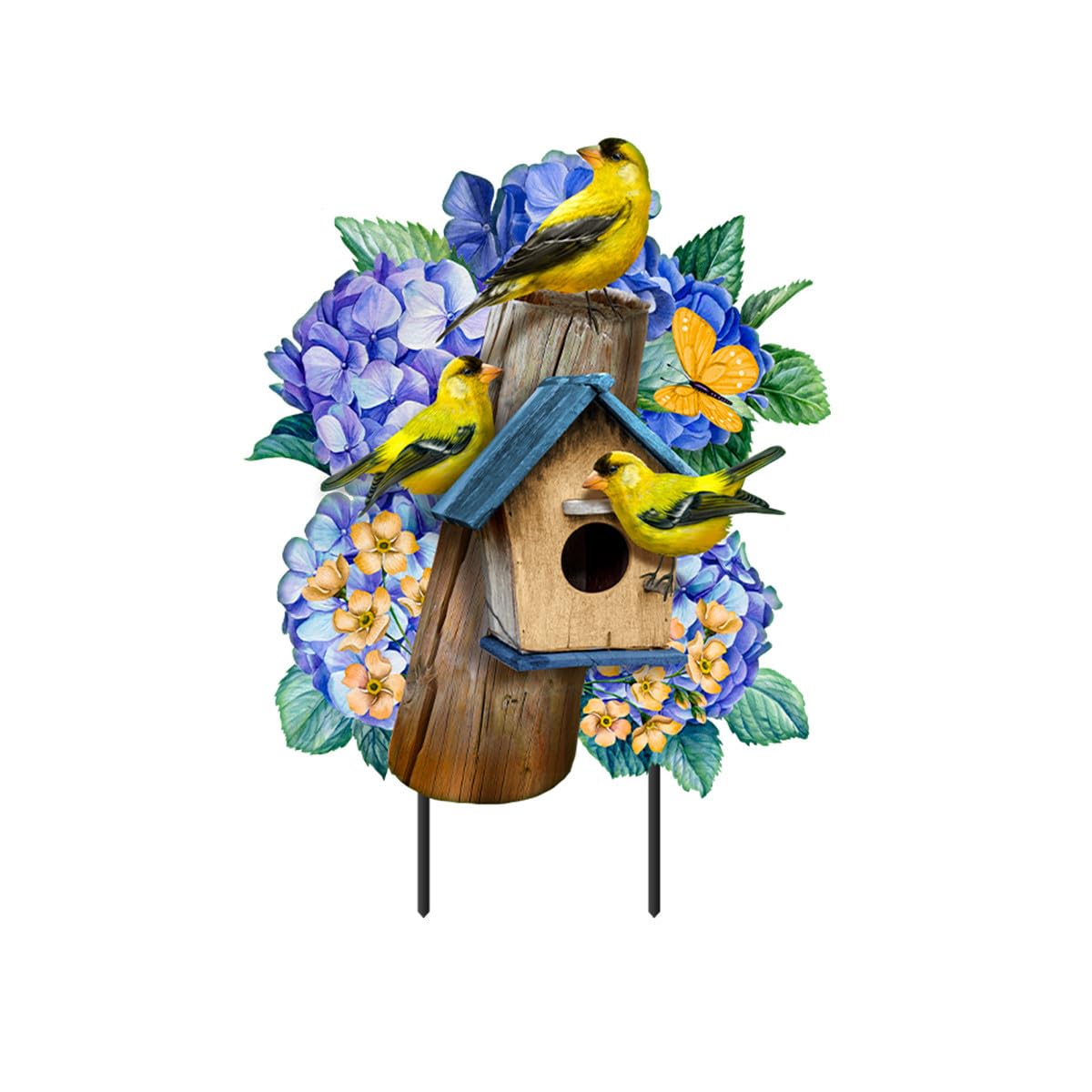 Briarwood Lane Goldfinches and Hydrangea Metal Art